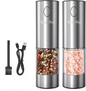 BezosMax Electric Pepper Grinder Set, Rechargeable Salt and Pepper Grinder with LED Lights, 5 Adjustab...