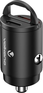 Volkano Veilix Series 45W PD Dual USB-A and USB-C Ultra Small Car Charger - Black 1 A Multiport Mobile Charger with Detachable Cable