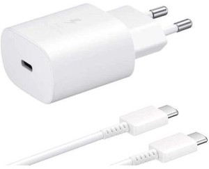 Generic 25W Super Fast Charging Power adapter with Type-C to Type-C Cable - 1M - White GaN 3 A Mobile Charger with Detachable Cable