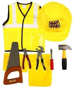 Lesheng Construction Worker Role Play Costume Set with Tools Costume Wear
