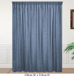 Matoc Designs Matoc Curtain Blackout Blue Grey Taped 230cm W x 218cm H Blackout (230 cm x 218 cm) Blends Curtain