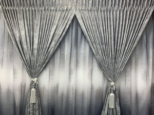 PAK CURTAINS FANCY GREY TREE CURTAIN & LACE 2.5 x 2.4m Room Darkening (250 cm x 240 cm) Polyester Curtain