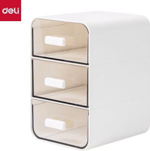 Deli Stationery 3 Compartments Plastic Desk Organizer Staionery Make up