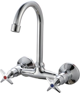 AIYI AY406-004 Kitchen Sink Tap Dual Handle Wall Mixer Faucet
