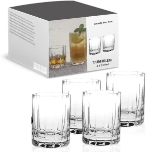 Danny Home (Pack of 4) Tumbler 4 Pack 245ml Water/Juice Glass Set