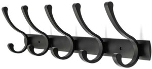 WOODLY Coat Hook Rack, Black, Aluminium, Hook 5