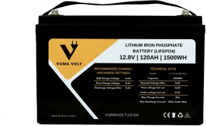 Vuma Volt 12.8V 120AH 1.5KWh Lithium (LiFePO4) Sealed Inverter Battery
