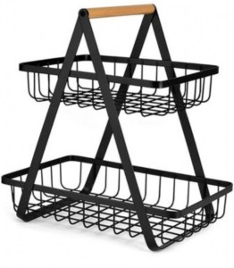 lilhe 2-Tier Kitchen Fruit Storage Stand Steel Fruits/Vegetables Kitchen Rack