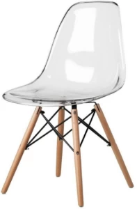 SMTE Clear Eames Chair with Wood Legs Glass Cafeteria Chair