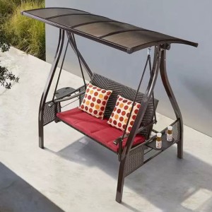 House of Lufian 2-Seater Outdoor Swing with Canopy Natural Fiber ...
