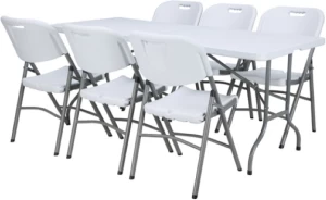 Folding Table Set Heavy Duty Picnic Set (6 Chairs + Table) Picnic Table