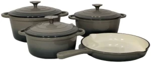 ONLINE OASIS 7 Piece Authentic Cast Iron Dutch Oven Cookware Pot Set Pan Set with Lid 2.5 L capacity