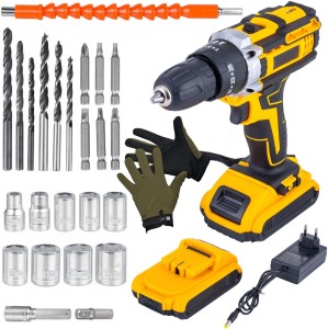 Ergonomic TF-26PcImpactDrill+Glove Cordless Drill