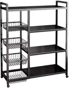 Generic 4-Tier Multifunctional Storage Shelf With Wheels Steel Rack Shelf For  Living Room & Bedroom