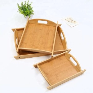 Wobuciko Set of 3 Bamboo Serving Tray Tray Serving Set