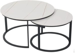 UrbanLiving NTB-MRB-2PC-BLK Stone Console Table