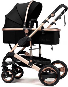 belecoo Modern 2-in-1 stroller travel system with thick iron pipe-black Stroller Pram