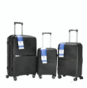 SMTE PP S-Type 3-Piece Hard Shell Luggage Set – Black Spinner Wheels Cabin & Check-in Set 4 Wheels - 28 inch