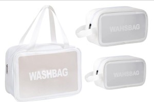 3 Piece Waterproof Toiletry Bag with Handle - Easy Trade - White Toiletry bag Check-in Suitcase - 20 inch