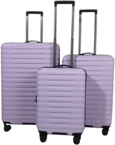 SMTE Careal Polycarbonate 3-Piece Luggage Set – Purple – Lightweight Travel Suitcases Cabin & Check-in Set 4 Wheels - 28 inch