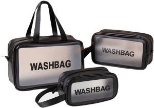 CNB Toiletry Bags 3Pcs Portable PVC for Women Men,Clear Makeup Bags Cosmetic Pouch Organizer Waterproof with Zipper Handle,Transparent Travel Large Storage Travel Organizer