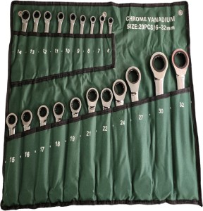 Ashcomonline 20-Piece Vanadium Ratchet Spanner Set Double Sided Rachet Wrench