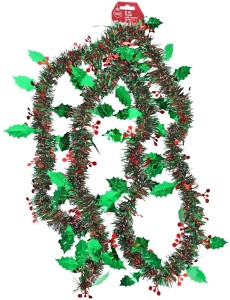 Santa's Trading Tinsel With Leaves And Berries Tinsel for Indoor Use