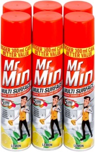 Mr Min Multi Surface Lemon Furniture Polish for Metal, Plastic, Stone, Wood, Glass, Vinyl, Stainless Steel, Tiles, Mirrors (300 ml, Aerosol)