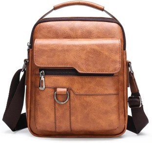 CAPTAIN K PRODUCTS Leather Men Shoulder Bag Crossbody Laptop Backpack