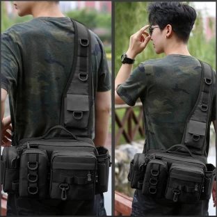 ALANES Adjustable Fishing Tackle Bag Fishing Gear Bag Waterproof Storage Bag - Black Waterproof Backpack