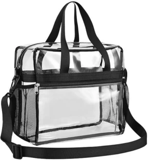 chenshia Transparent Tote Hand Bag - Top Zipper & Adjustable Strap - Travel Waterproof Multipurpose Bag