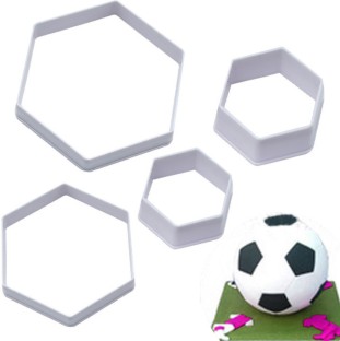 Maruti Groups 4Pcs Soccer Cookie Cutter Set - Plastic Hexagon Football Biscuit Shapes Cookie Cutter