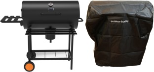 Outdoor Buddy ForgeFire Barrel Braai (Orange Wheel Caps) & PVC Cover - Charcoal Braai