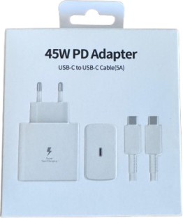 45w USB C Super Fast Travel Adapter for Samsung White Travel Adapter Supercharge 5 A Mobile Charger with Detachable Cable