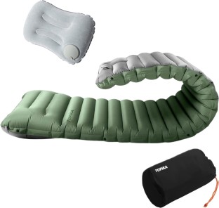 Topika Camping Air Mattress, Inflatable Mattress of Camping Essentials 10 cm Single Fiber Mattress
