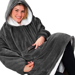 joburgdeals (30 cm x 0.4 cm) One Size Fits All, Ultra Plush Blanket, Huggie Hoodie, TV Blanket - Grey (Wearable Blanket)