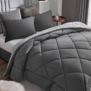 SMTE (220 cm x 230 cm) Reversible Comforter - Dark/Light Grey (Comforter)