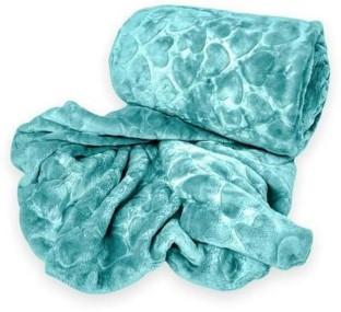 Generic (210 cm x 10 cm) Queen size 1 PLY - Warm Winter Super Soft Throw Fleece Blanket Caribbean Blue Color With Love Patten (AC Blanket)