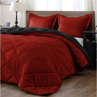 (37 cm x 17 cm) Dream World Reversible 5 Piece Comforter set Red and BLACK - Queen (Comforter)
