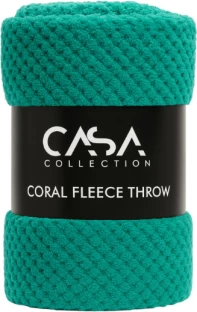 Casa (200 cm x 180 cm) Coral Fleece Throw Teal Soft Textured Blanket 180 * 200cm (Throw)