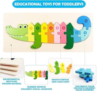 Generic Crocodile Wooden Puzzles Toy Animals