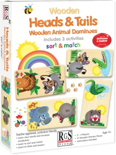 RGS Group Heads & Tails Wooden Animal Dominoes Educational Board Games Board Game