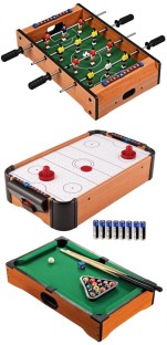3 Classic Mini Table Top Games - Air Hockey - Foosball - Pool Table Board Game Accessories Board Game