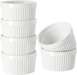 chenshia Oven Safe Baking Dishes for Creme Brulee Souffle Desserts Porcelain Ramekin Bowl