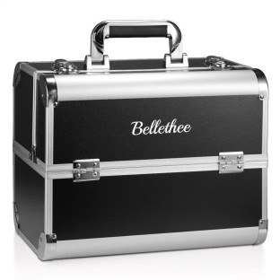 Bellethee Makeup Case Cosmetic Box Organiser for Travel - 3 Tier - Aluminum