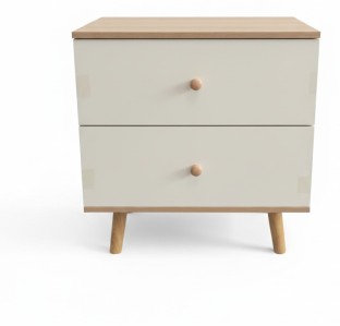 TGT- Modern DIY Wooden Nightstand with 2 Drawers, Nordic Style Bedside Table with Solid Wood Legs Solid Wood Free Standing Pedestal