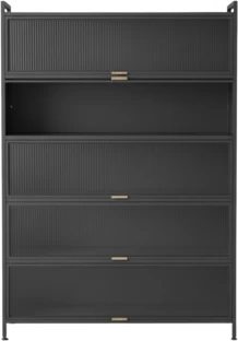 Maisonware Multi-Room Tall Storage Cabinet - 80x35x150cm - Grey Engineered Wood Free Standing Cabinet