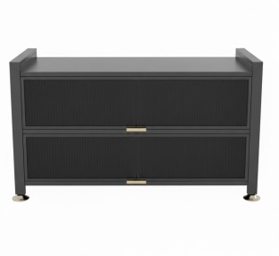 Maisonware 3 Tier Storage Cabinet - 100x35x80cm - Grey Engineered Wood Free Standing Chest of Drawers