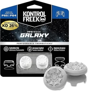 Kontrol Freek kontroll Freek Galaxy White for (PS4) and (PS5) | Performance Thumbsticks | 1 High-Rise, 1 Mid-Rise | (Limited Edition) Protective Case for PlayStation