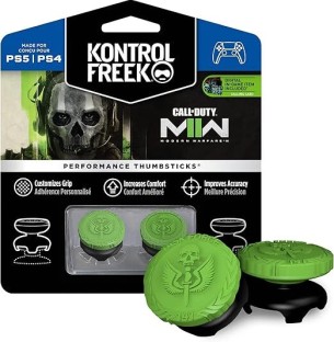 Kontrol Freek Kontrol Freek Call of Duty: Modern Warfare II Performance Thumbsticks for Playstation 4 (PS4) and Playstation 5 (PS5) | 2 High-Rise, Hybrid/Flat | Black/Green Protective Case for PlayStation